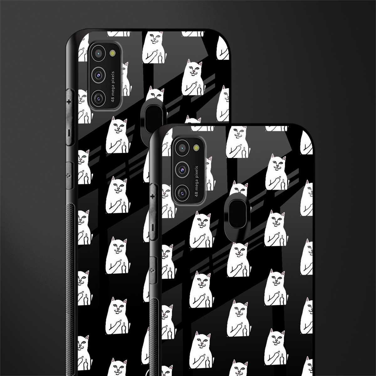 middle finger cat meme glass case for samsung galaxy m30s image-2