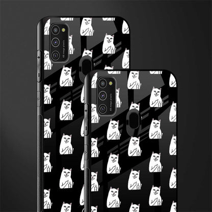 middle finger cat meme glass case for samsung galaxy m30s image-2