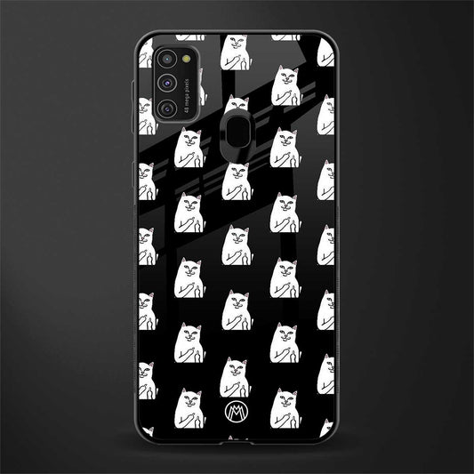 middle finger cat meme glass case for samsung galaxy m30s image