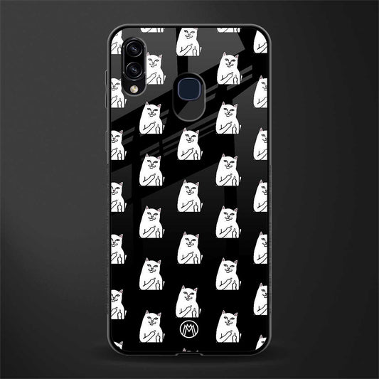 middle finger cat meme glass case for samsung galaxy a20 image