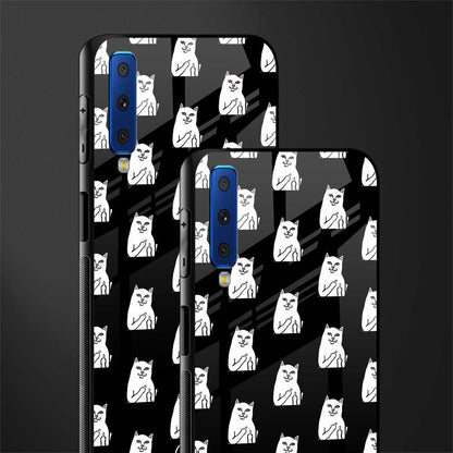middle finger cat meme glass case for samsung galaxy a7 2018 image-2