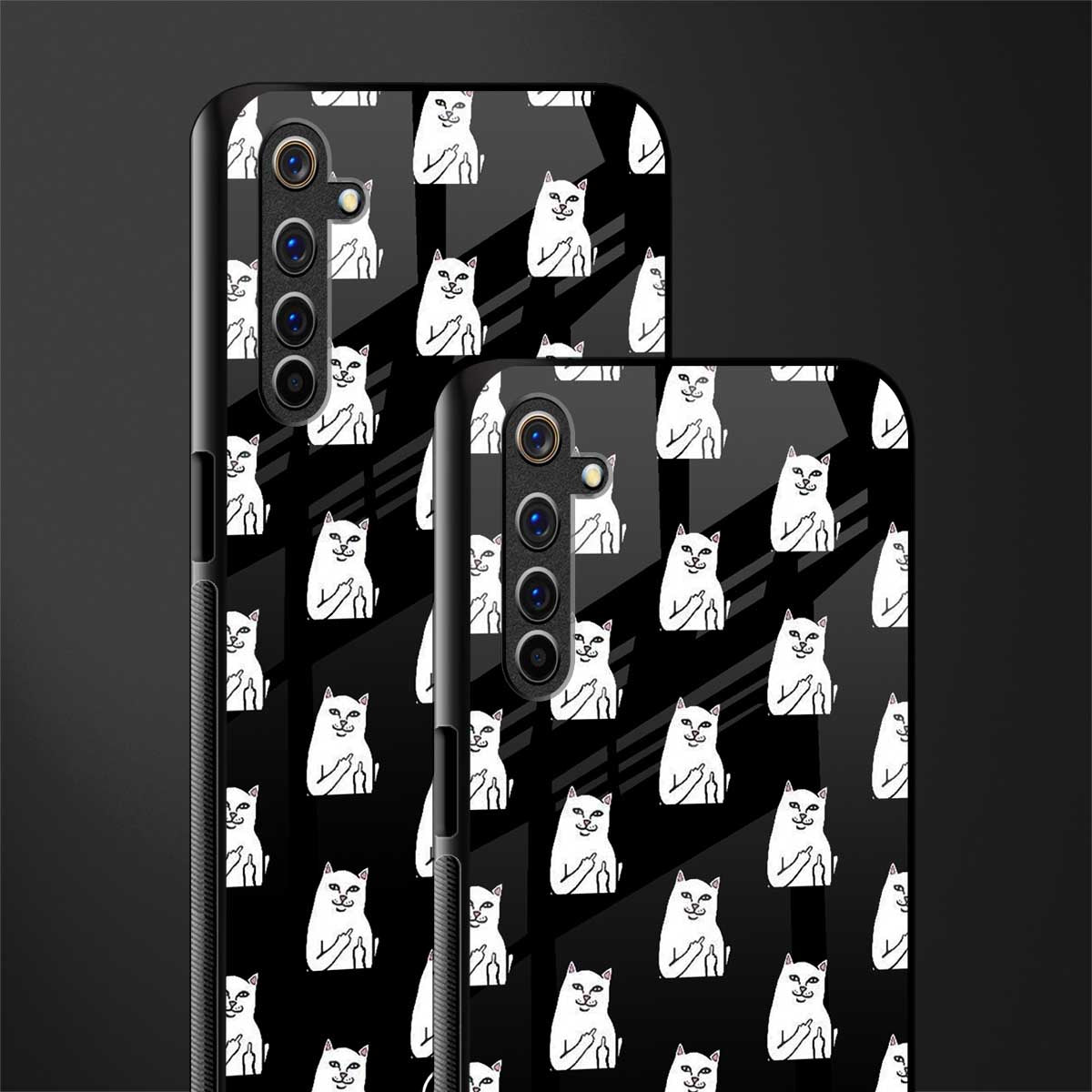 middle finger cat meme glass case for realme 6 image-2