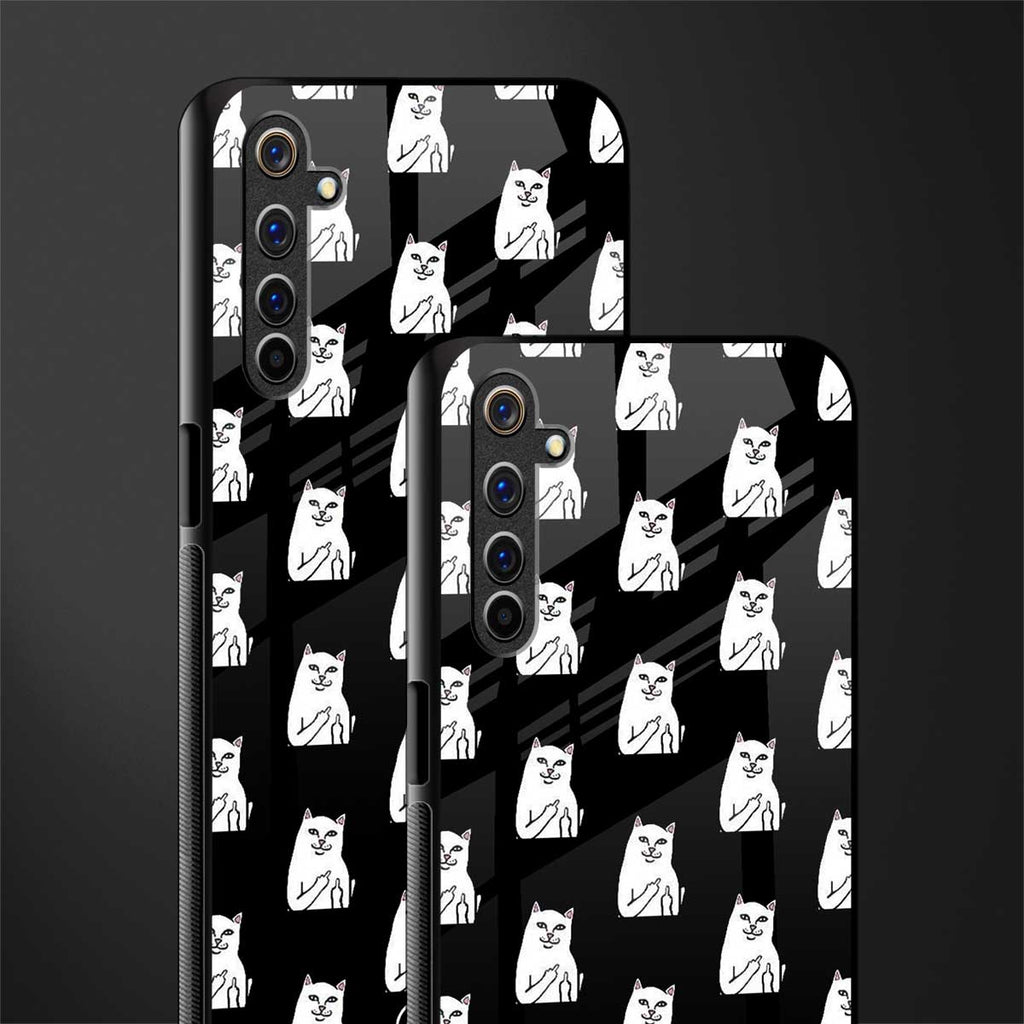 middle finger cat meme glass case for realme 6 pro image-2