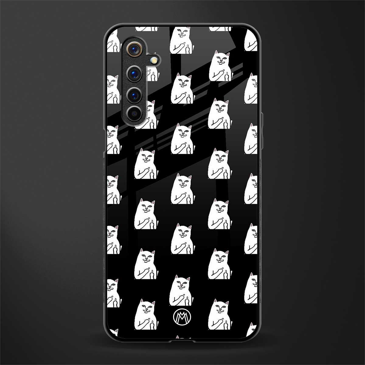 middle finger cat meme glass case for realme 6 image