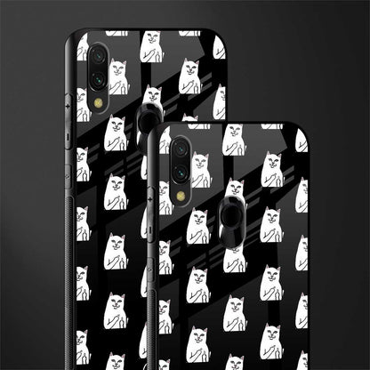 middle finger cat meme glass case for redmi y3 image-2