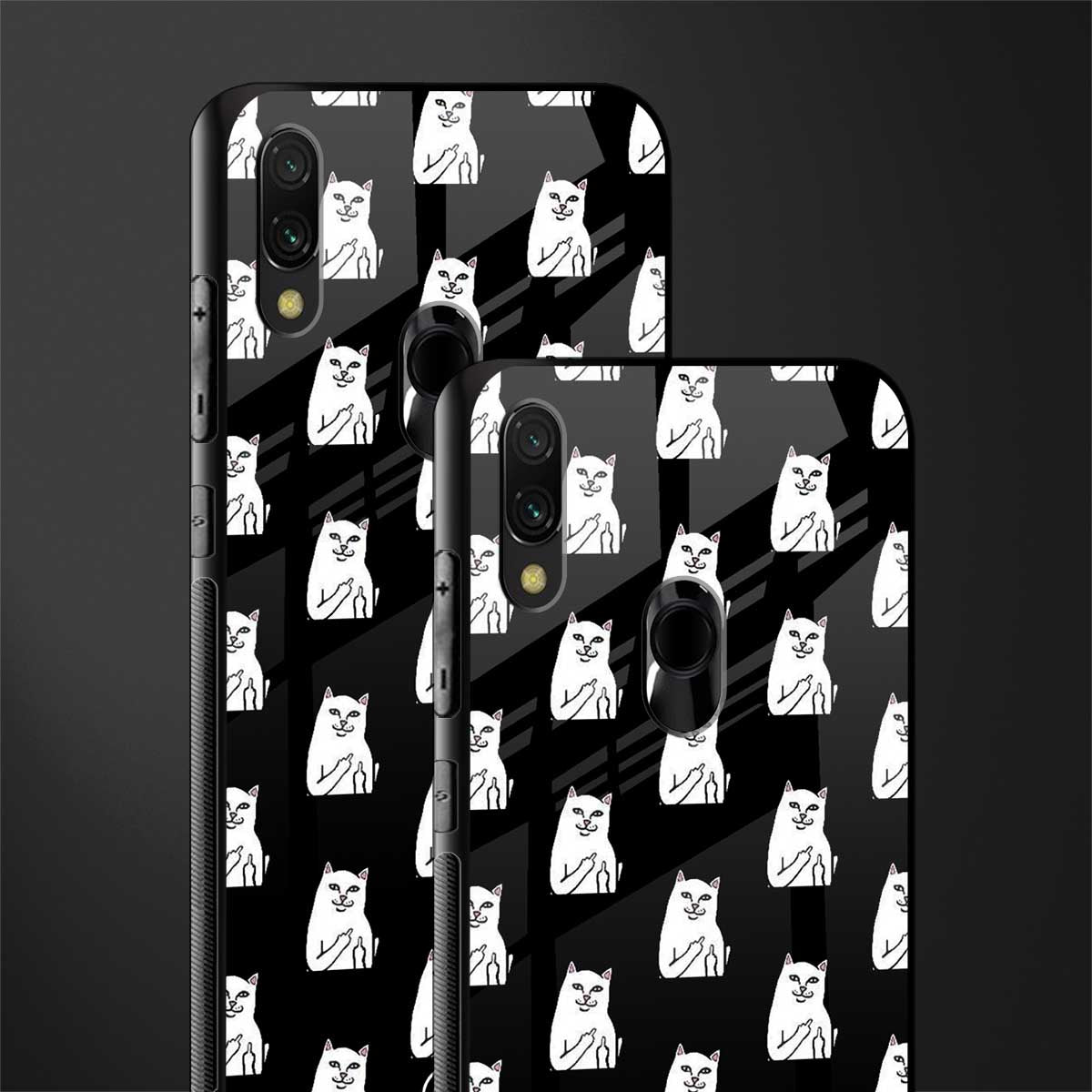 middle finger cat meme glass case for redmi note 7s image-2