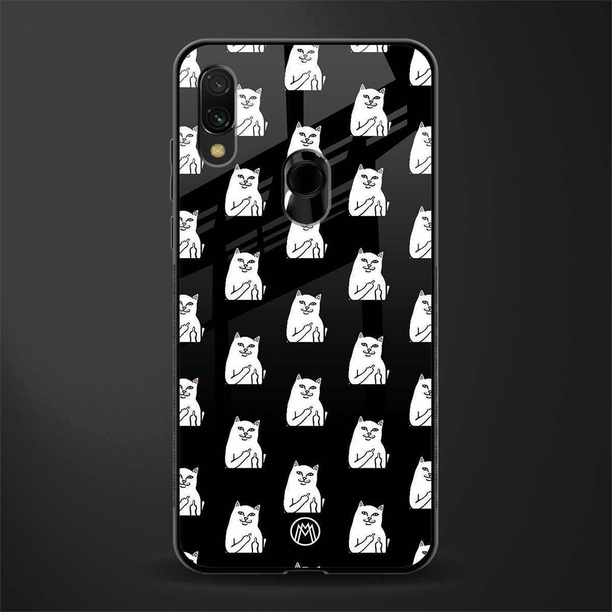 middle finger cat meme glass case for redmi note 7 image