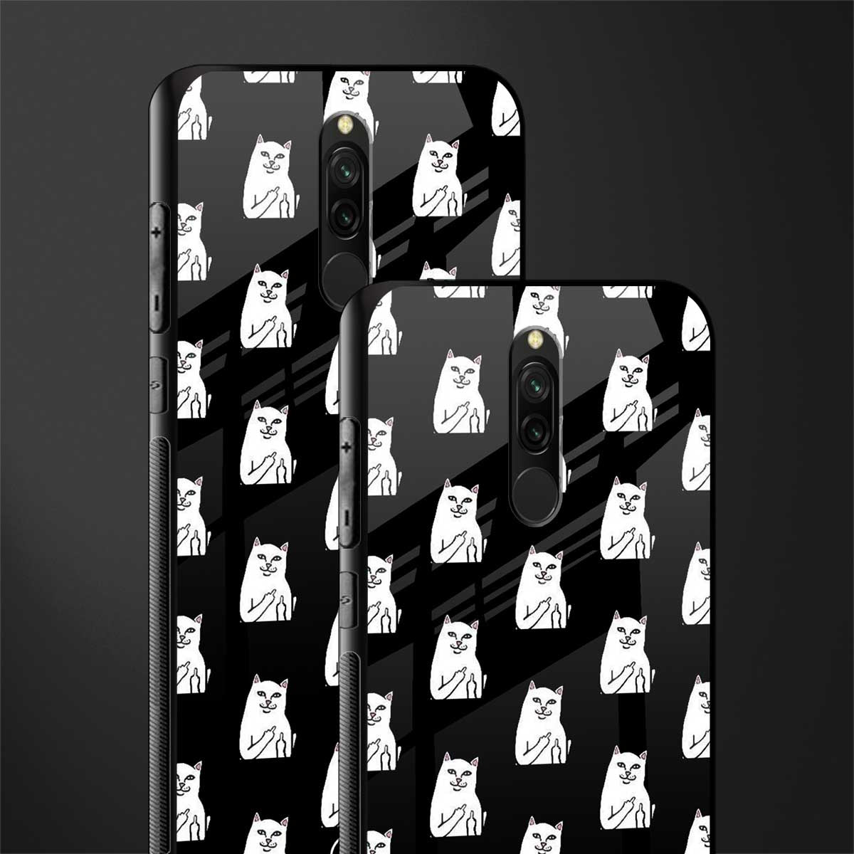 middle finger cat meme glass case for redmi 8 image-2