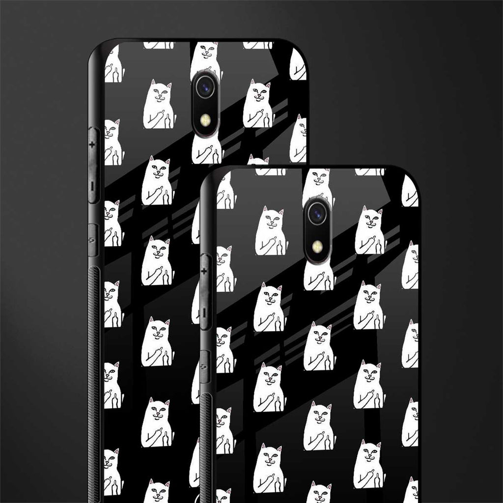 middle finger cat meme glass case for redmi 8a image-2
