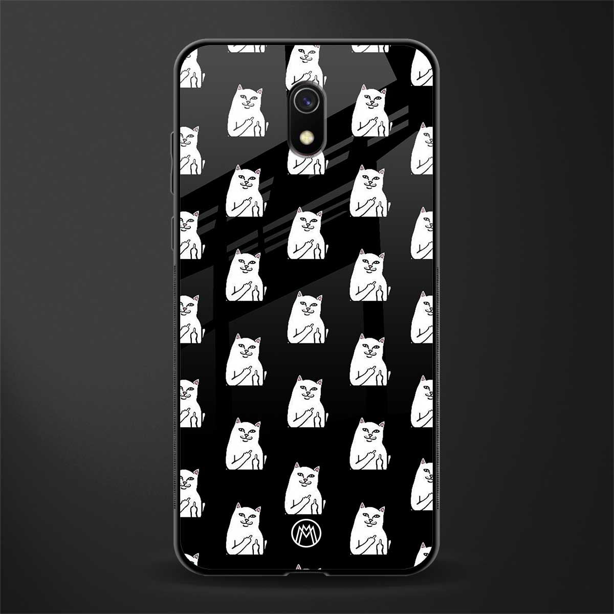 middle finger cat meme glass case for redmi 8a image