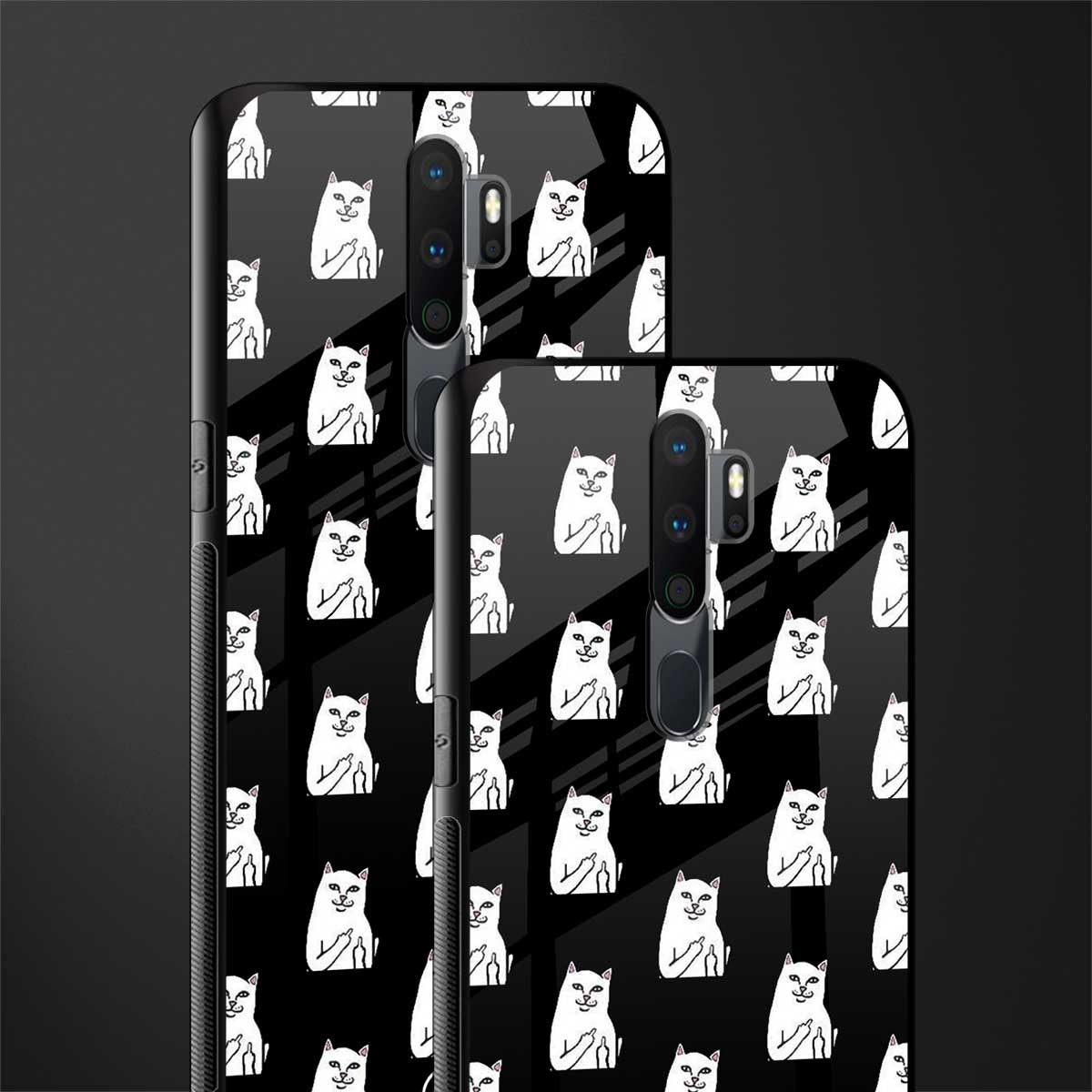 middle finger cat meme glass case for oppo a5 2020 image-2