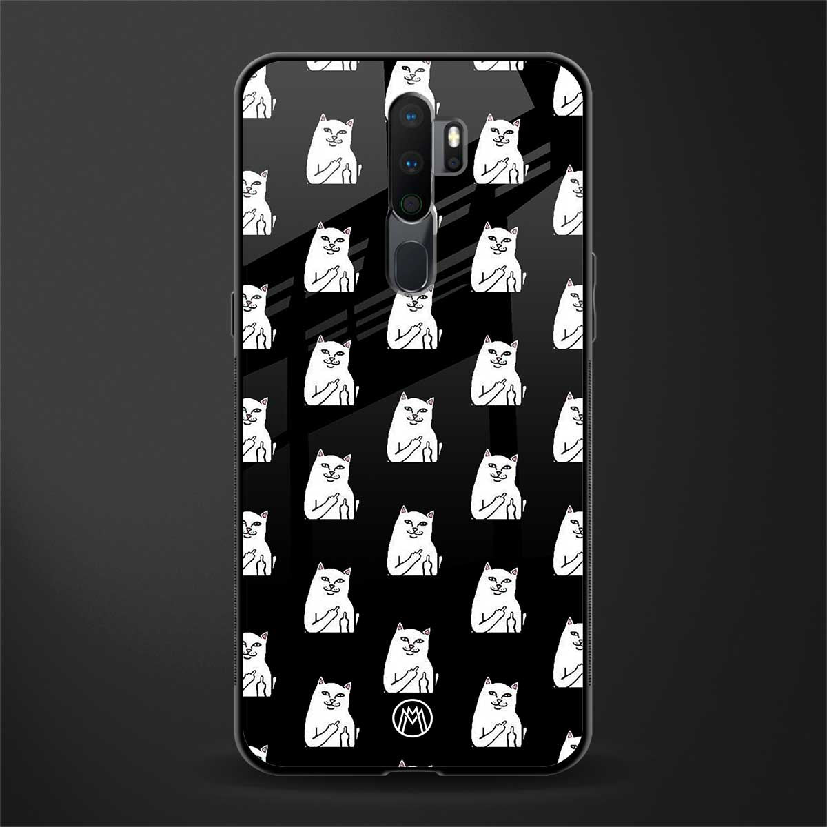 middle finger cat meme glass case for oppo a5 2020 image