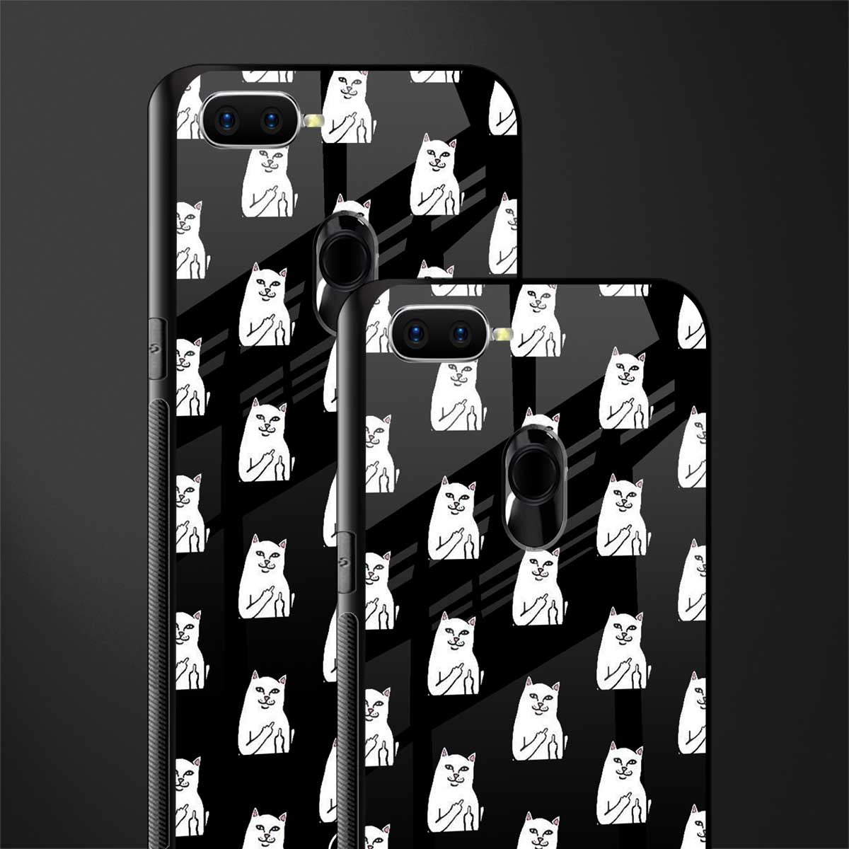 middle finger cat meme glass case for oppo a12 image-2