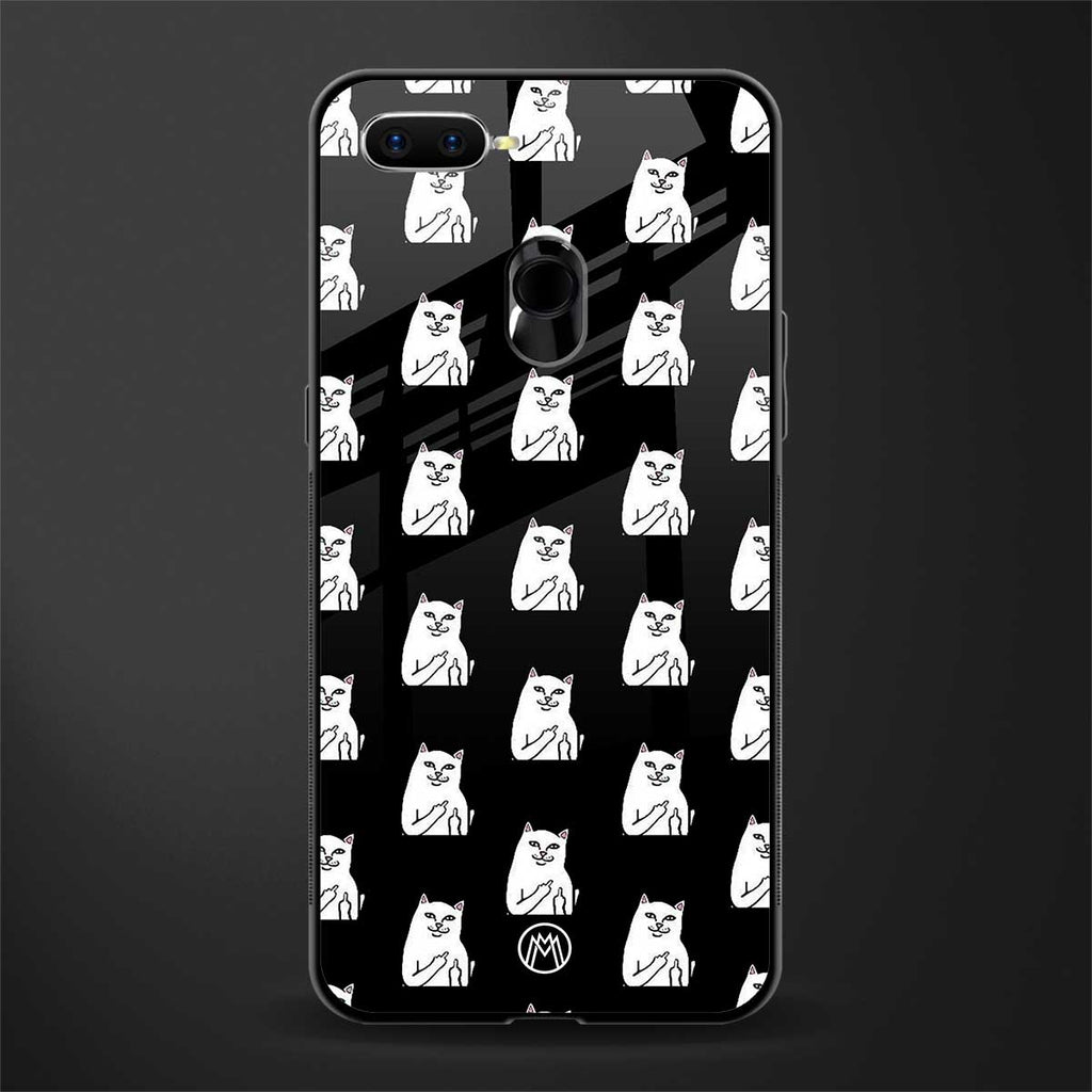 middle finger cat meme glass case for oppo a12 image