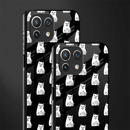 middle finger cat meme glass case for mi 11 lite image-2