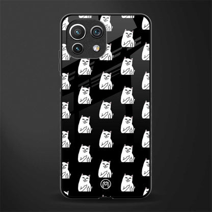 middle finger cat meme glass case for mi 11 lite image