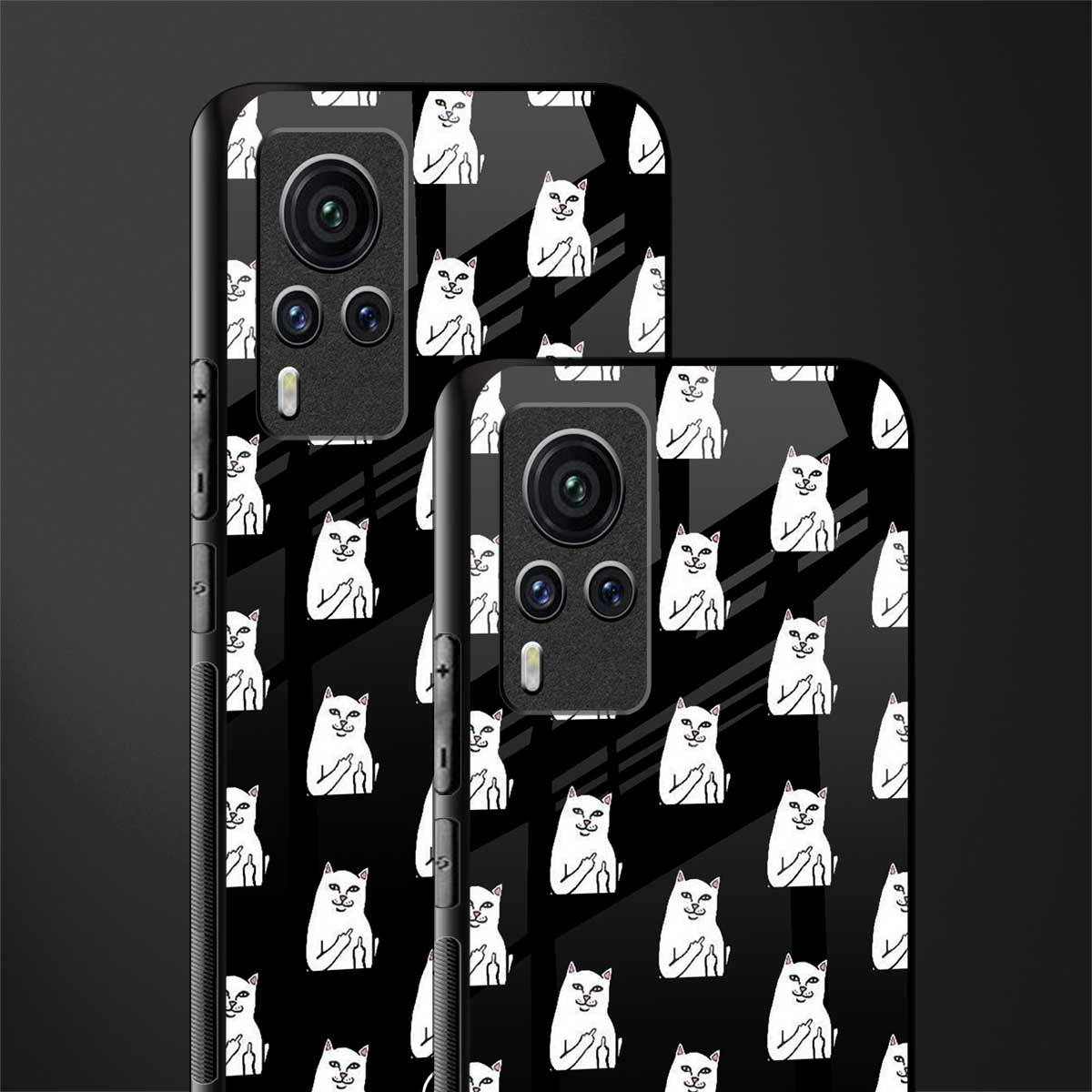 middle finger cat meme glass case for vivo x60 pro image-2