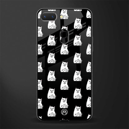 middle finger cat meme glass case for oppo a5 image