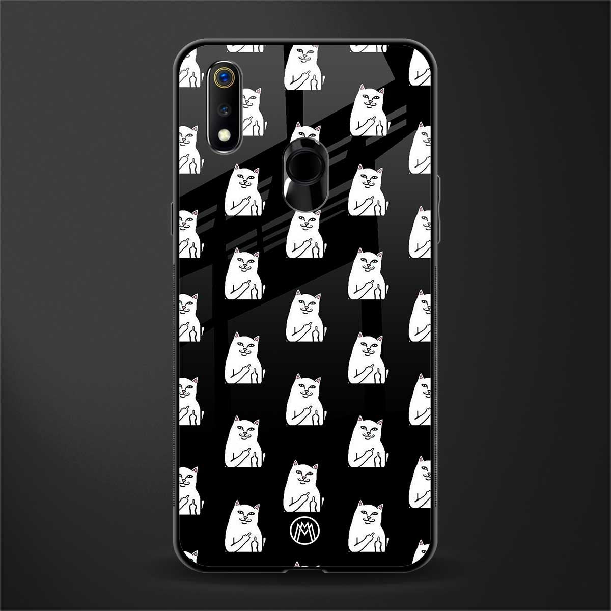 middle finger cat meme glass case for realme 3 pro image