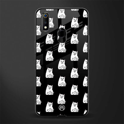 middle finger cat meme glass case for realme 3 pro image