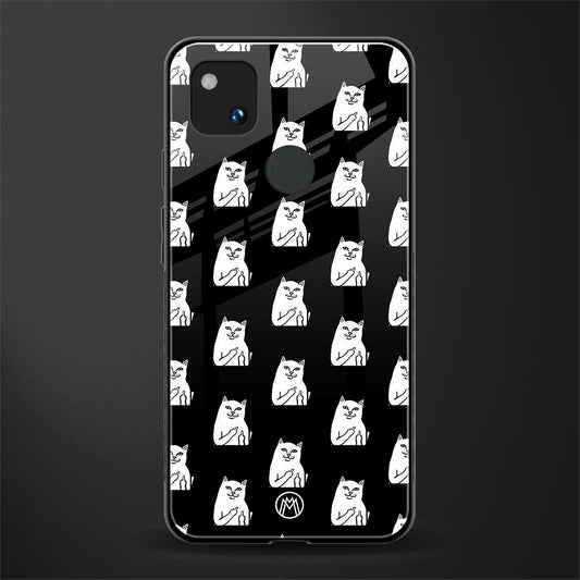 middle finger cat meme back phone cover | glass case for google pixel 4a 4g