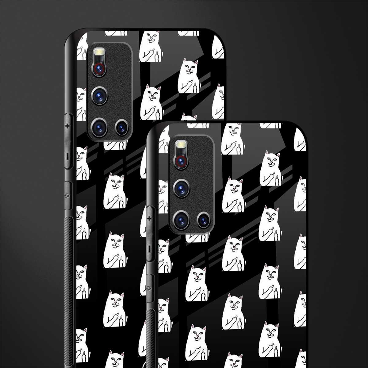middle finger cat meme glass case for vivo v19 image-2