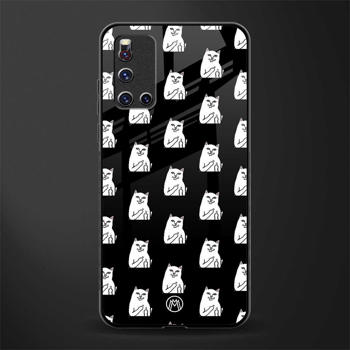 middle finger cat meme glass case for vivo v19 image