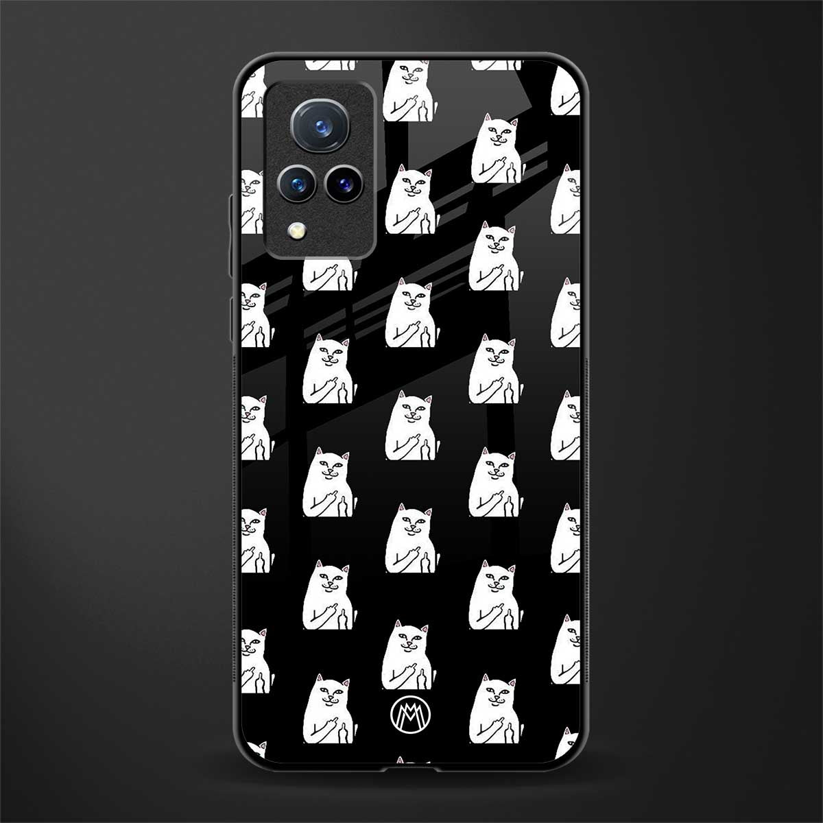 middle finger cat meme glass case for vivo v21 5g image