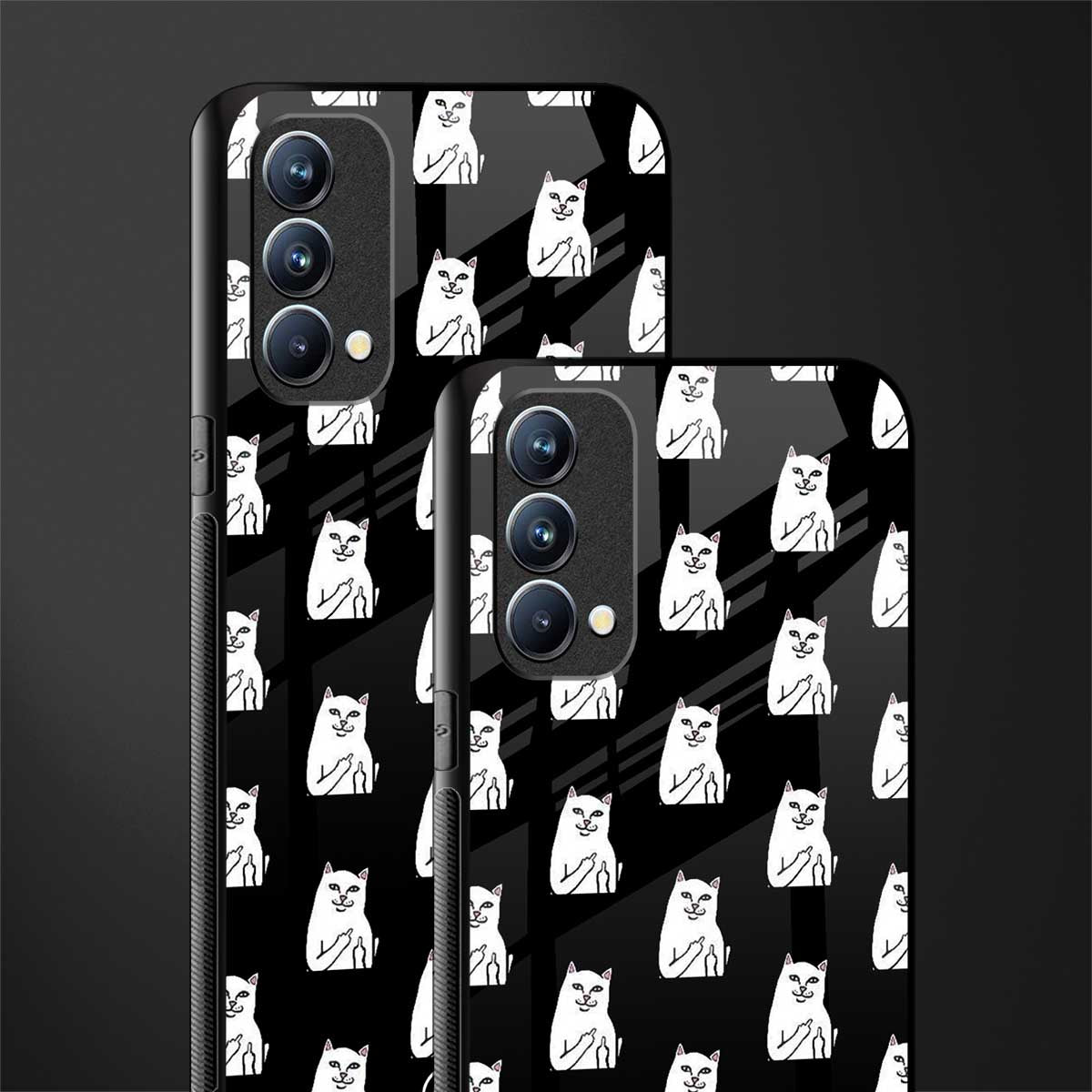 middle finger cat meme glass case for oppo f19s image-2