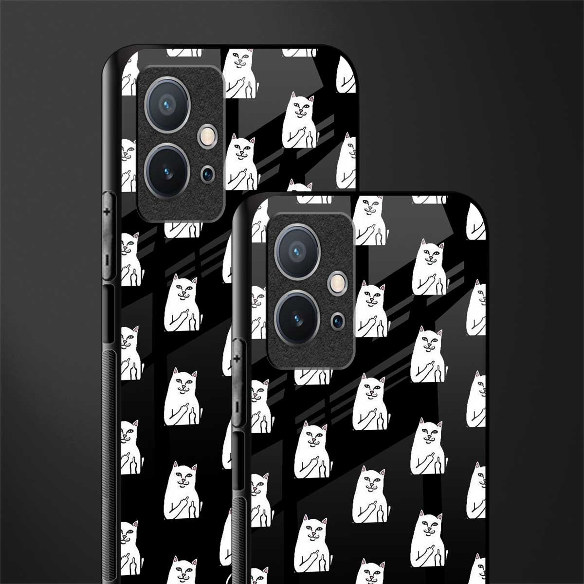 middle finger cat meme glass case for vivo t1 5g image-2