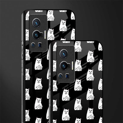 middle finger cat meme glass case for vivo x70 pro image-2