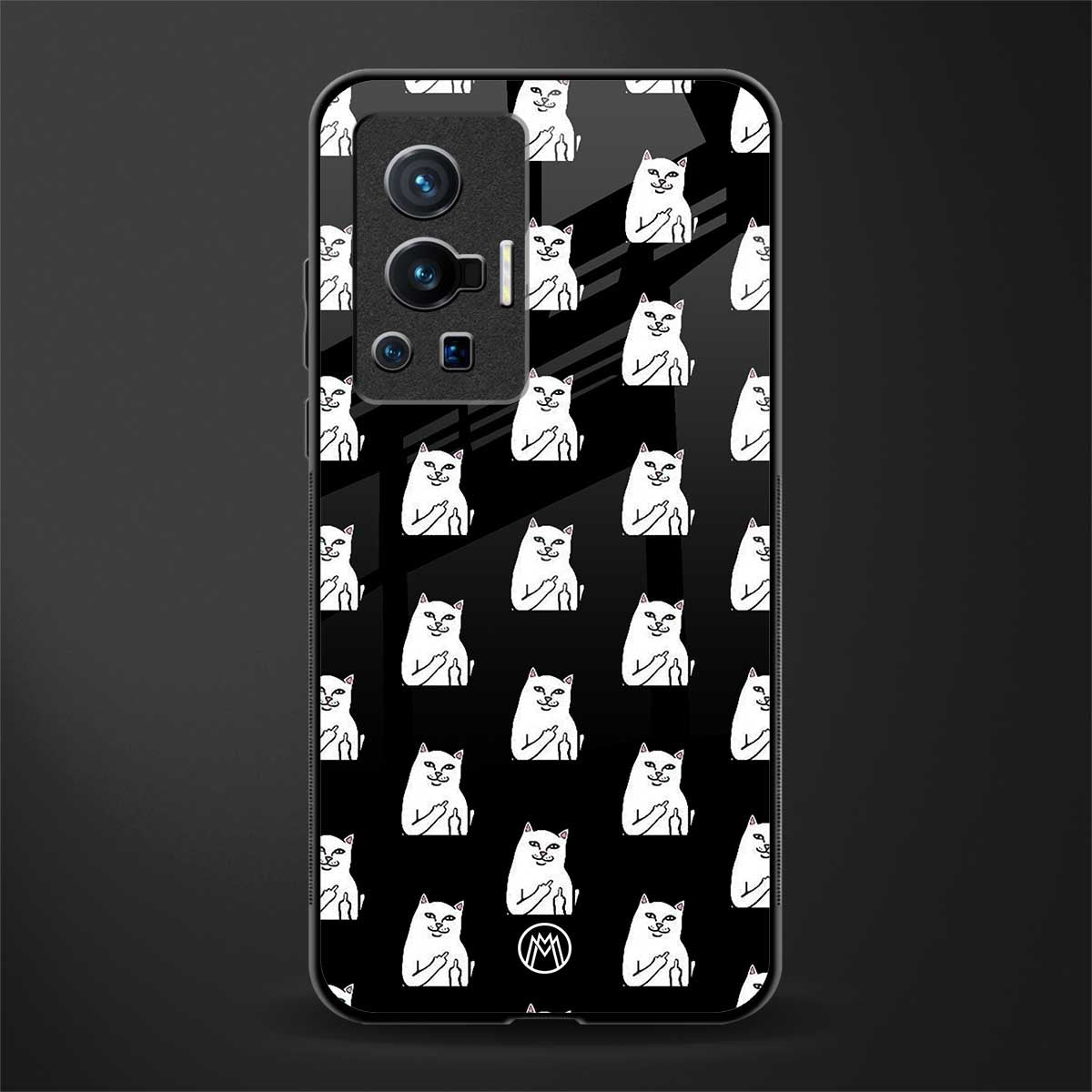 middle finger cat meme glass case for vivo x70 pro image