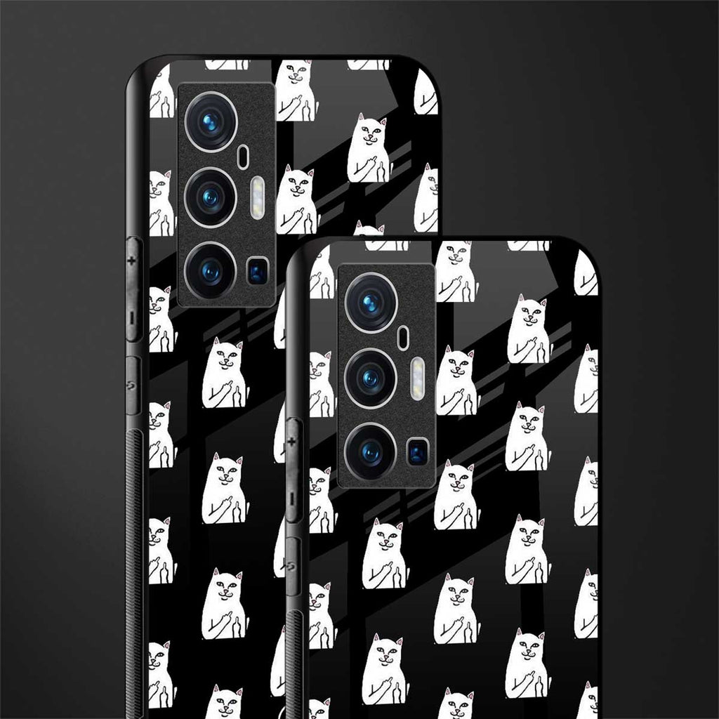 middle finger cat meme glass case for vivo x70 pro plus image-2