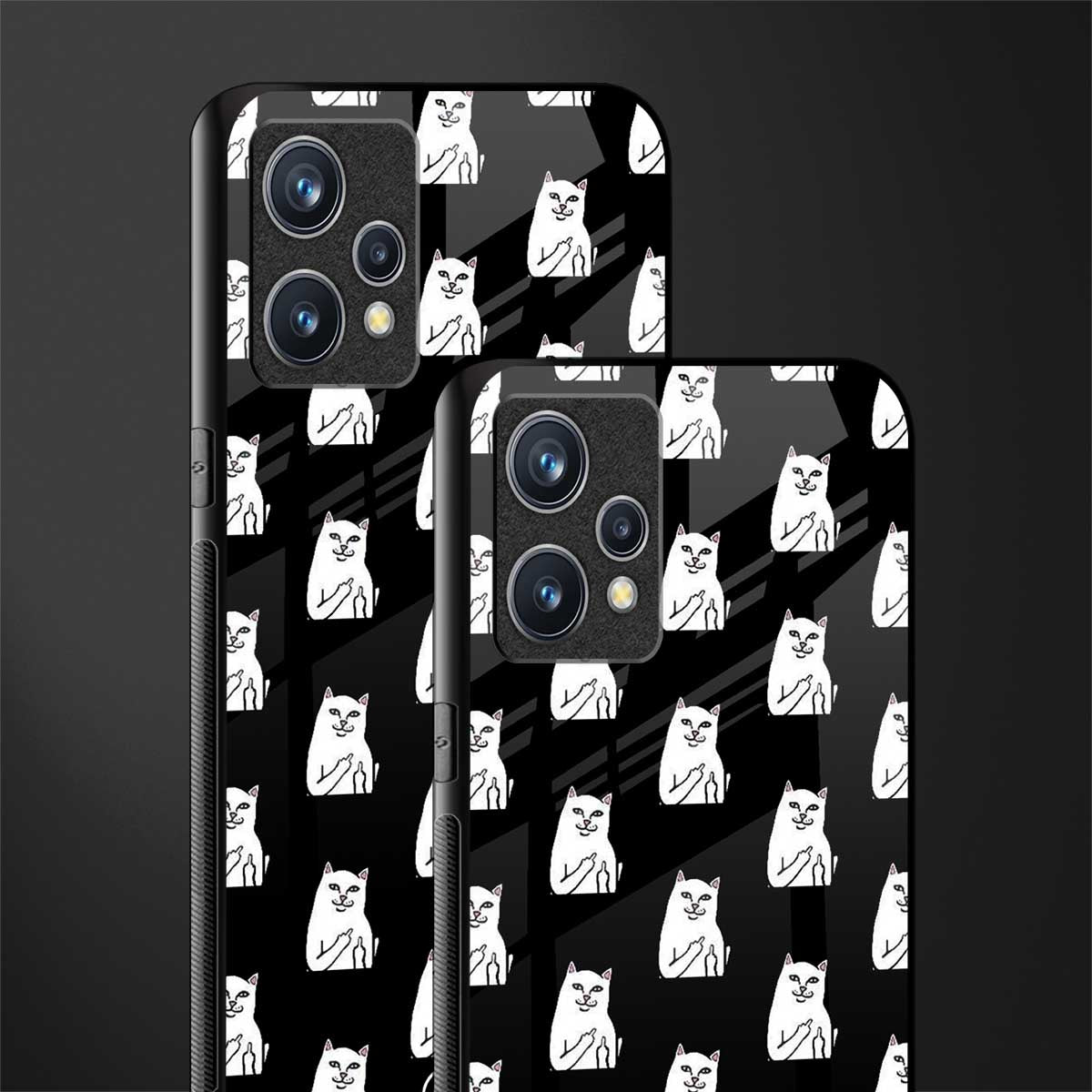 middle finger cat meme glass case for realme 9 4g image-2