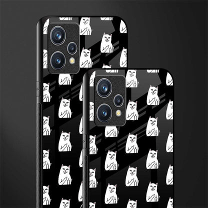 middle finger cat meme glass case for realme 9 4g image-2