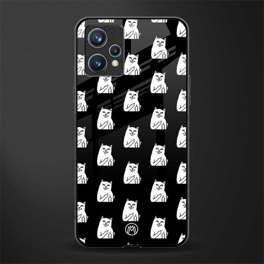 middle finger cat meme glass case for realme 9 4g image