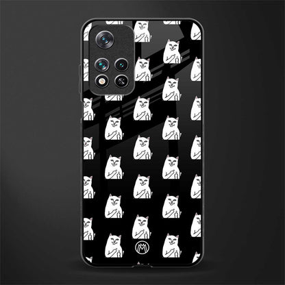 middle finger cat meme glass case for poco m4 pro 5g image