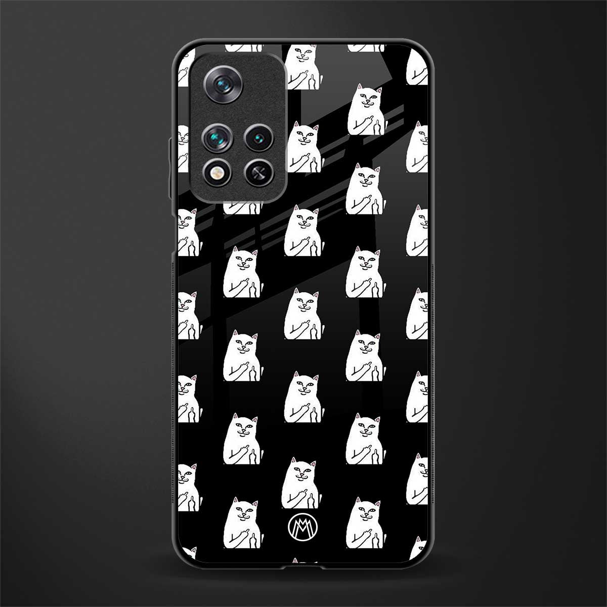 middle finger cat meme glass case for xiaomi 11i 5g image