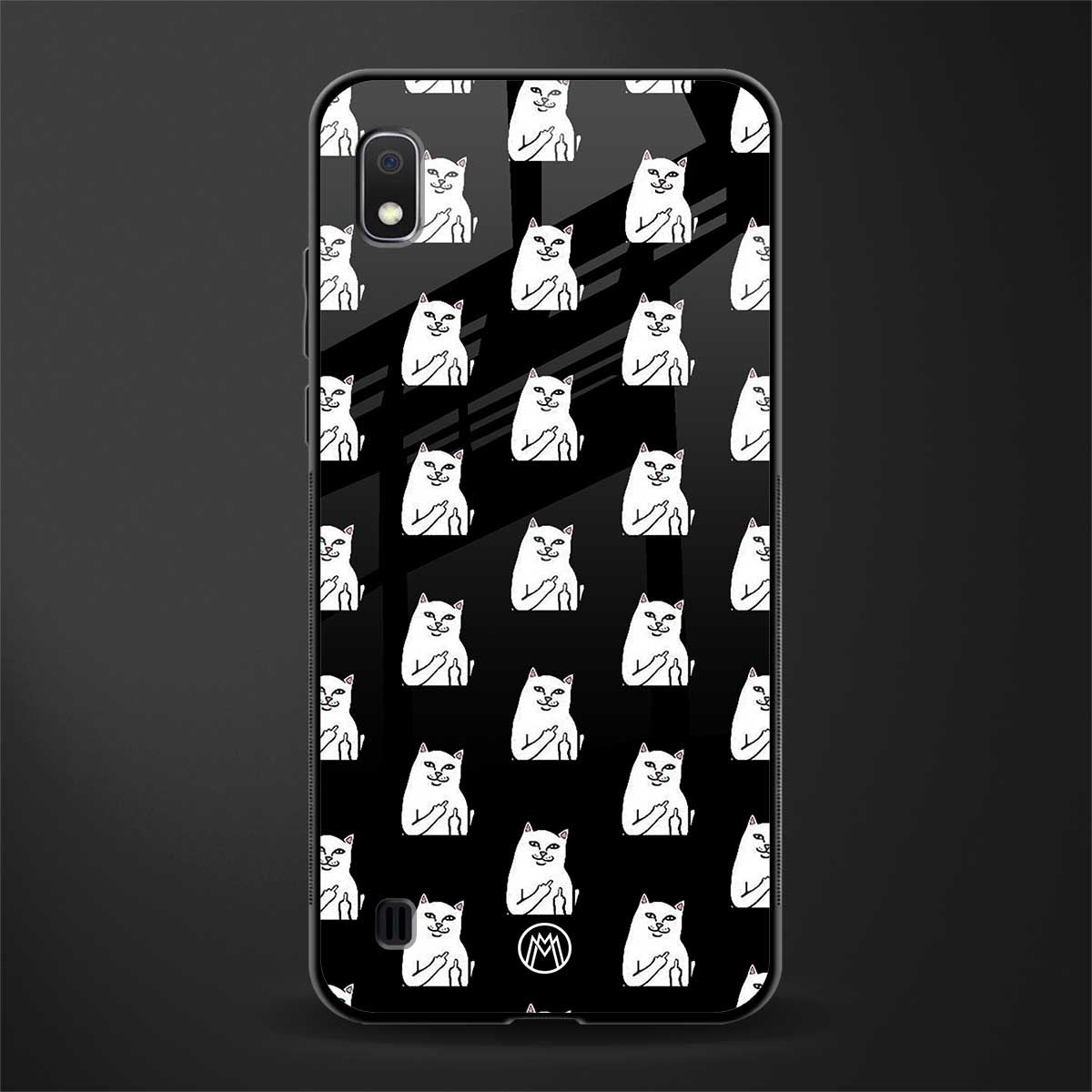 middle finger cat meme glass case for samsung galaxy a10 image