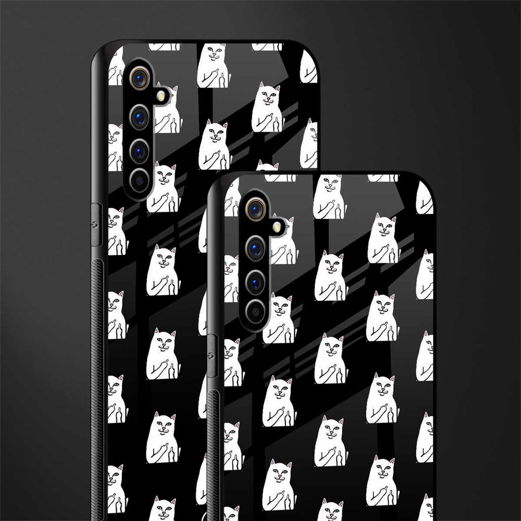 middle finger cat meme glass case for realme x50 pro image-2