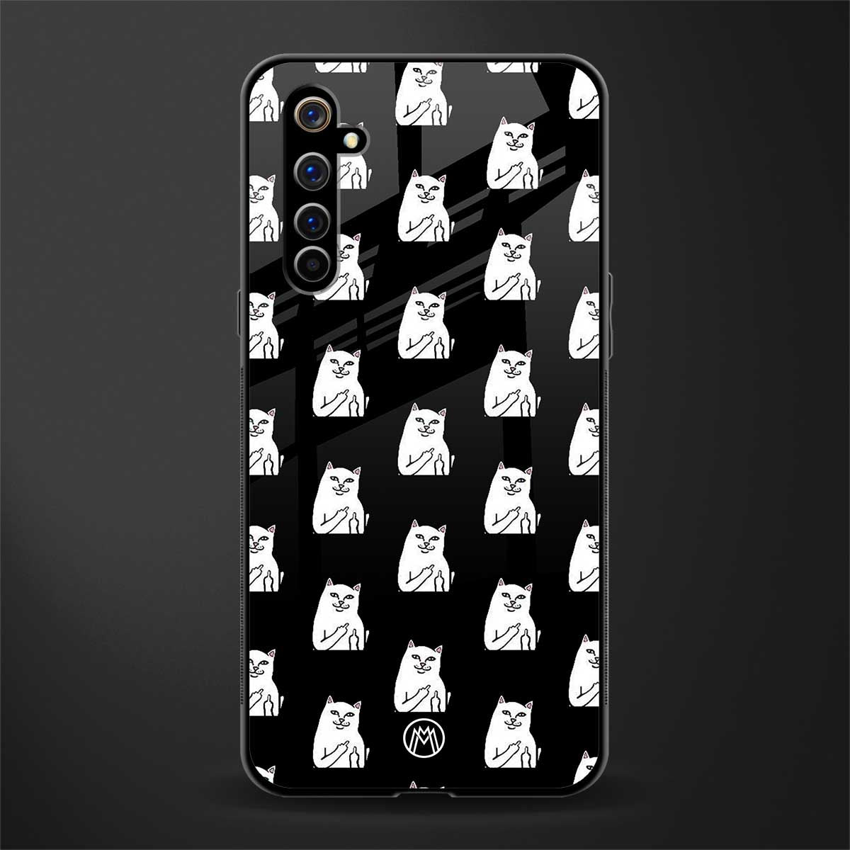 middle finger cat meme glass case for realme x50 pro image