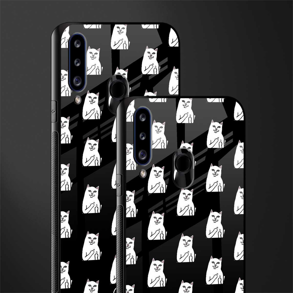 middle finger cat meme glass case for samsung galaxy a20s image-2