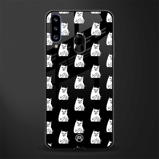 middle finger cat meme glass case for samsung galaxy a20s image