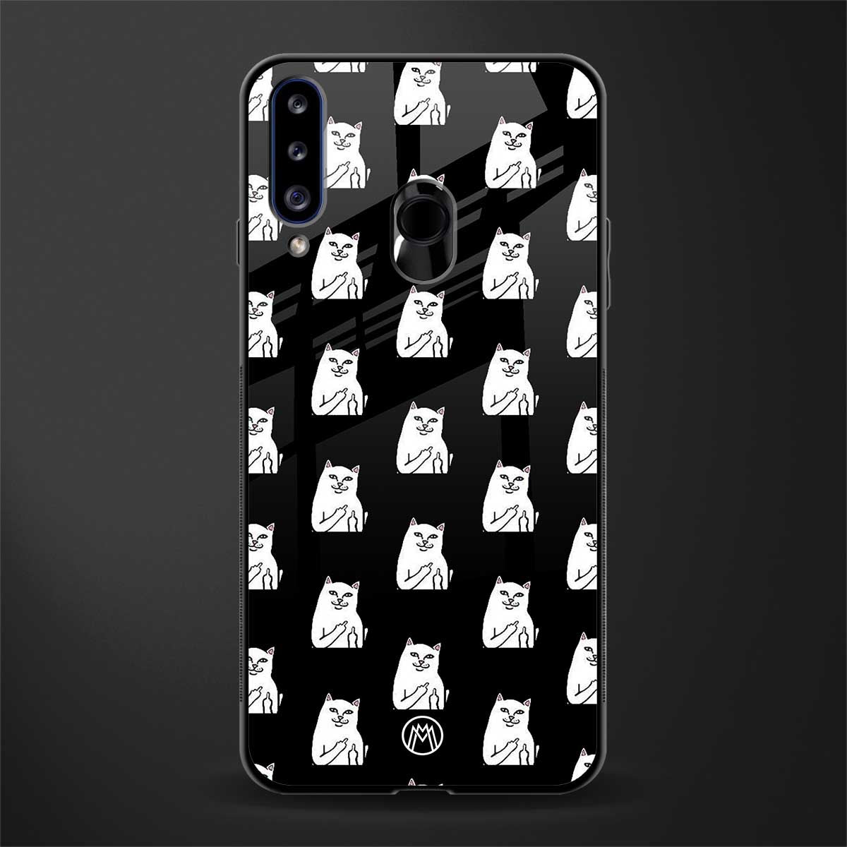 middle finger cat meme glass case for samsung galaxy a20s image