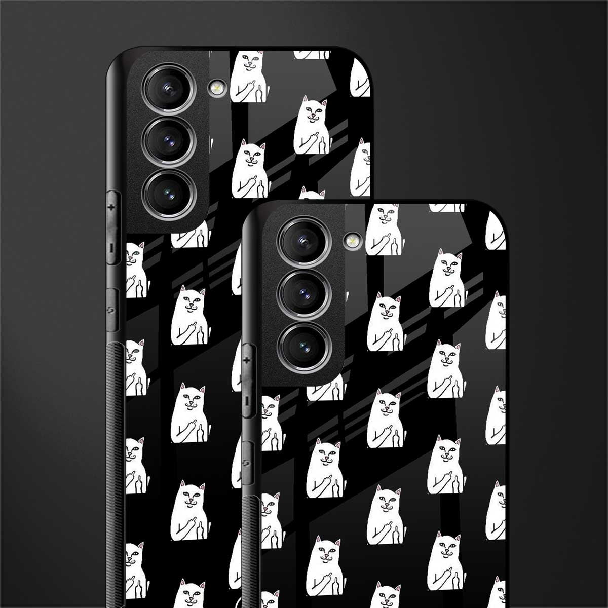 middle finger cat meme glass case for samsung galaxy s21 plus image-2