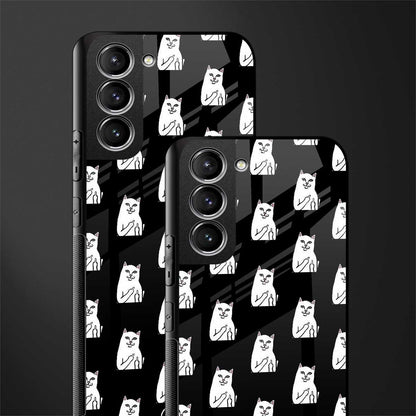 middle finger cat meme glass case for samsung galaxy s21 image-2