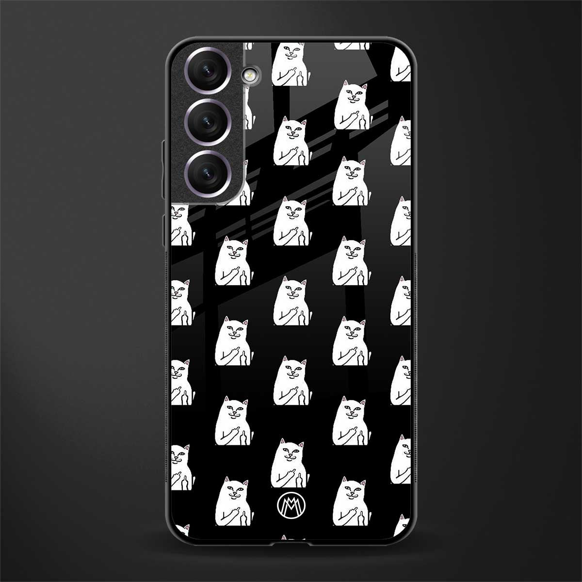 middle finger cat meme glass case for samsung galaxy s21 plus image