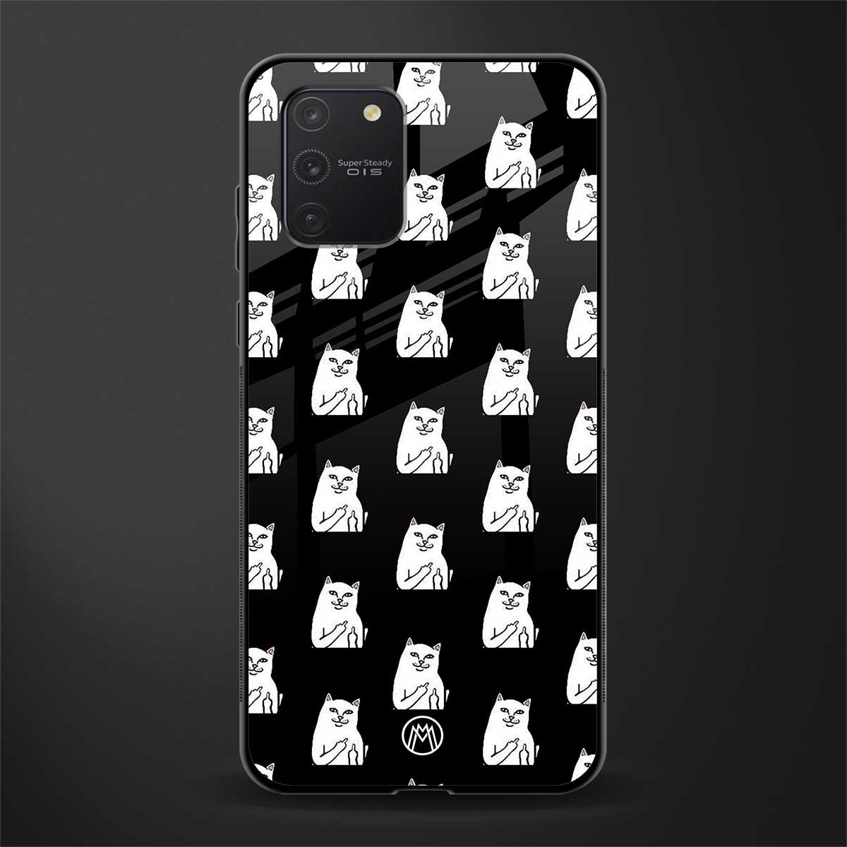 middle finger cat meme glass case for samsung galaxy s10 lite image