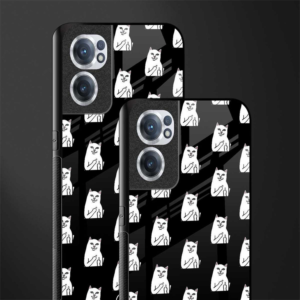 middle finger cat meme glass case for oneplus nord ce 2 5g image-2