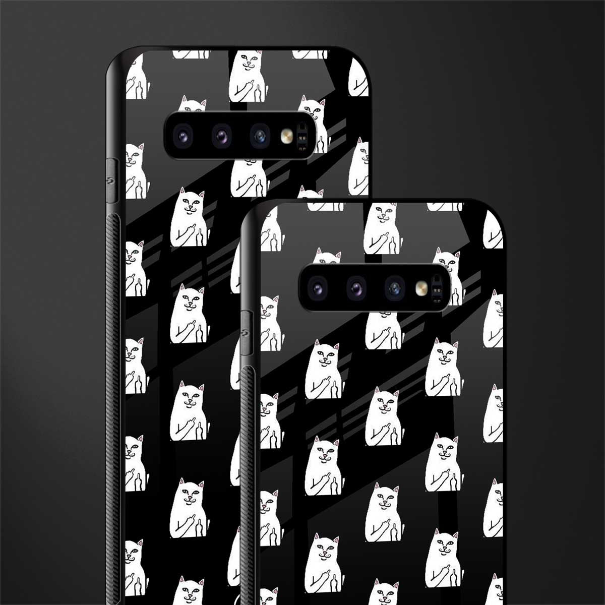 middle finger cat meme glass case for samsung galaxy s10 plus image-2